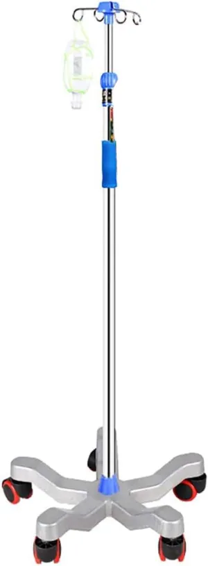 SYALEO Infusion Portable IV Pole with Cast Iron Base Rolling IV Drip Bag Stand w/5 Wheels & 4 Hooks Medical Infusion Holder for Hospital Home Elderly