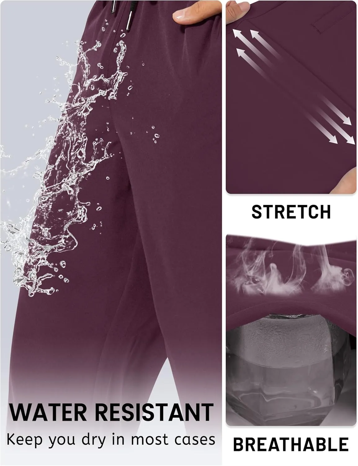 TACVASEN Mens Lighweight Hiking Pants Athletic Casual Quick Dry Stretch Water Resistant Joggers with Pockets Workout Gym