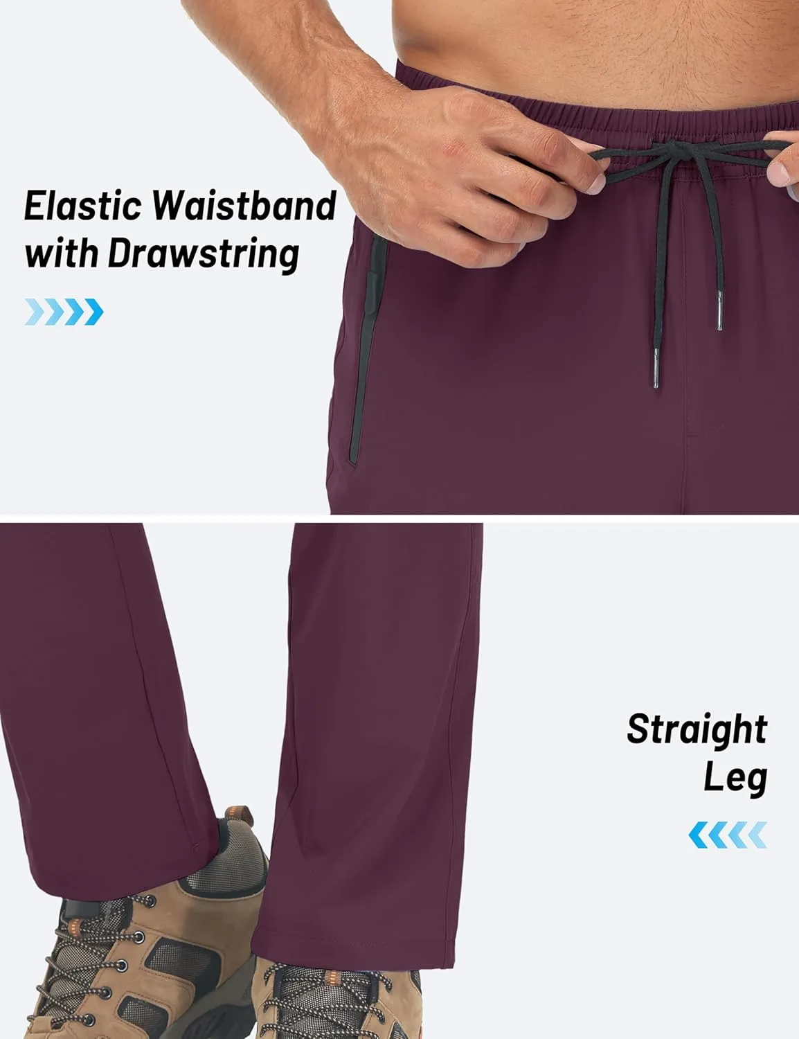 TACVASEN Mens Lighweight Hiking Pants Athletic Casual Quick Dry Stretch Water Resistant Joggers with Pockets Workout Gym