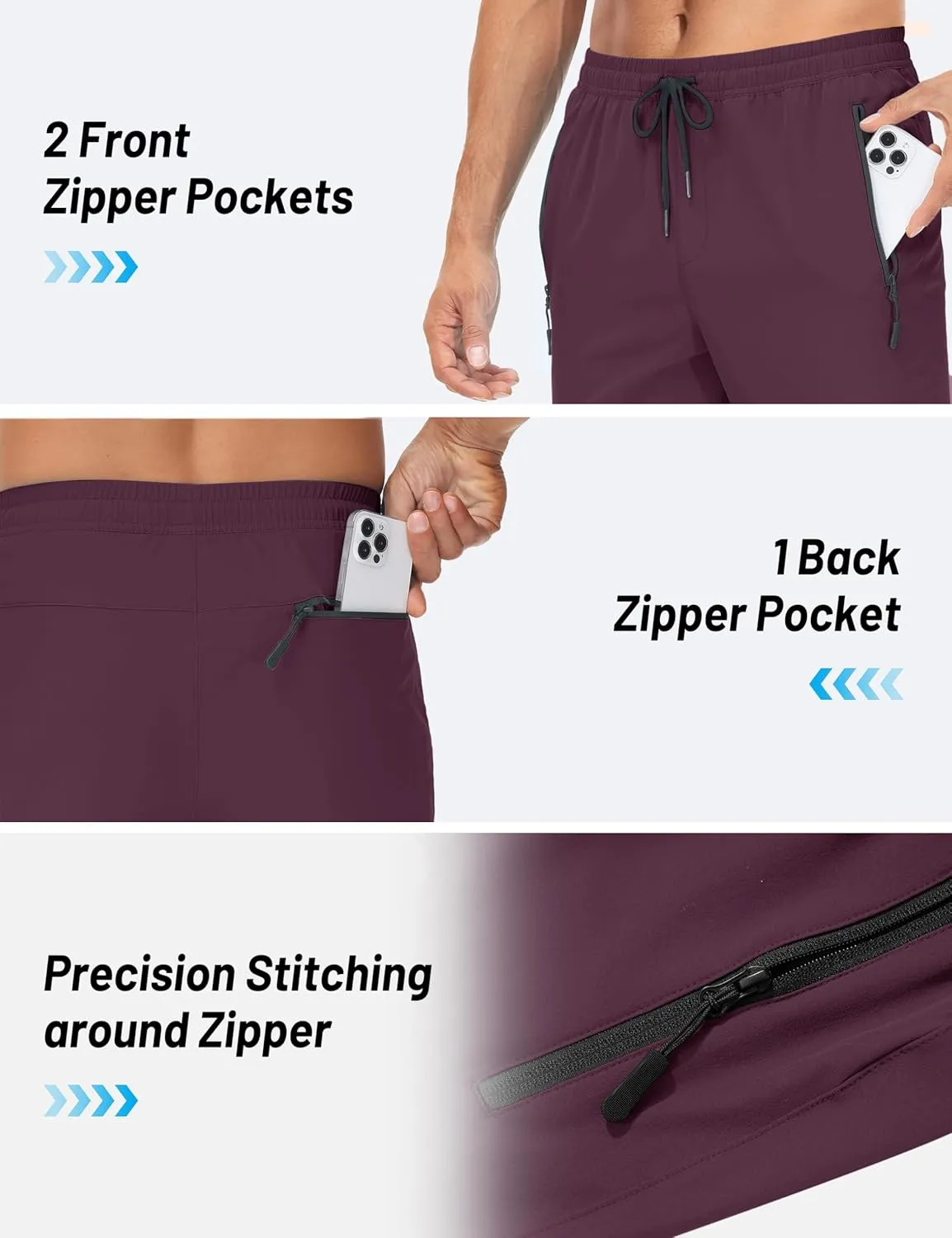 TACVASEN Mens Lighweight Hiking Pants Athletic Casual Quick Dry Stretch Water Resistant Joggers with Pockets Workout Gym