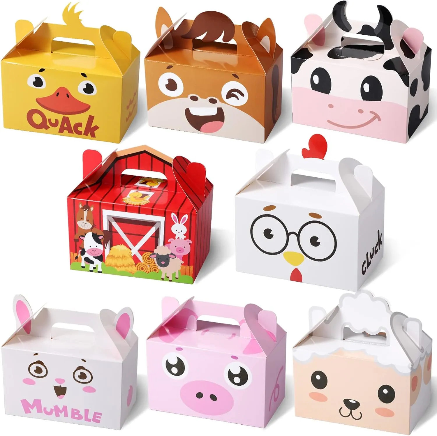 Tallew 24 Pack Farm Animals Party Favor Boxes Large Barnyard Candy Treat Bags Farmhouse Goodie Gift Boxes Happy Birthday Bags for Baby Shower Boy Girl Farm Theme Party Supplies Decoration