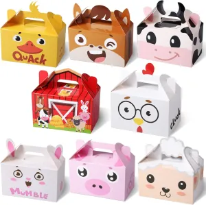 Tallew 24 Pack Farm Animals Party Favor Boxes Large Barnyard Candy Treat Bags Farmhouse Goodie Gift Boxes Happy Birthday Bags for Baby Shower Boy Girl Farm Theme Party Supplies Decoration