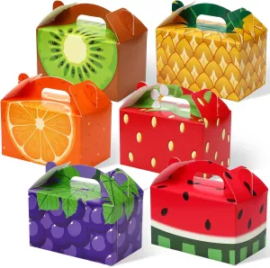 Tallew 24 Pcs Summer Fruit Party Favor Boxes, Tutti Fruit Theme Party Candy Treat Boxes, Pineapple Strawberry Watermelon Orange Grape Kiwi Boxes for Birthday Party Baby Shower Decoration Supplies