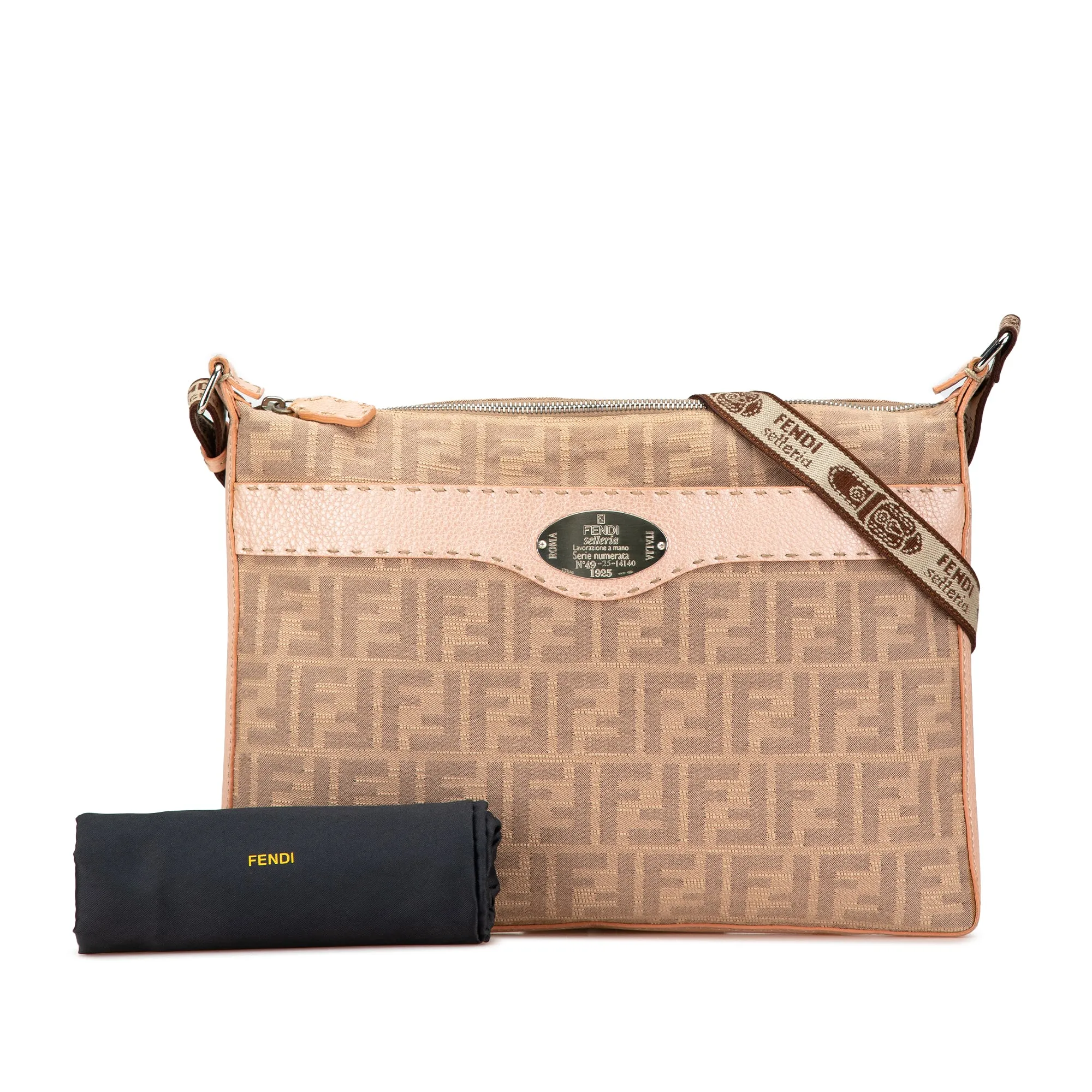 Tan Fendi Selleria Zucca Canvas Crossbody