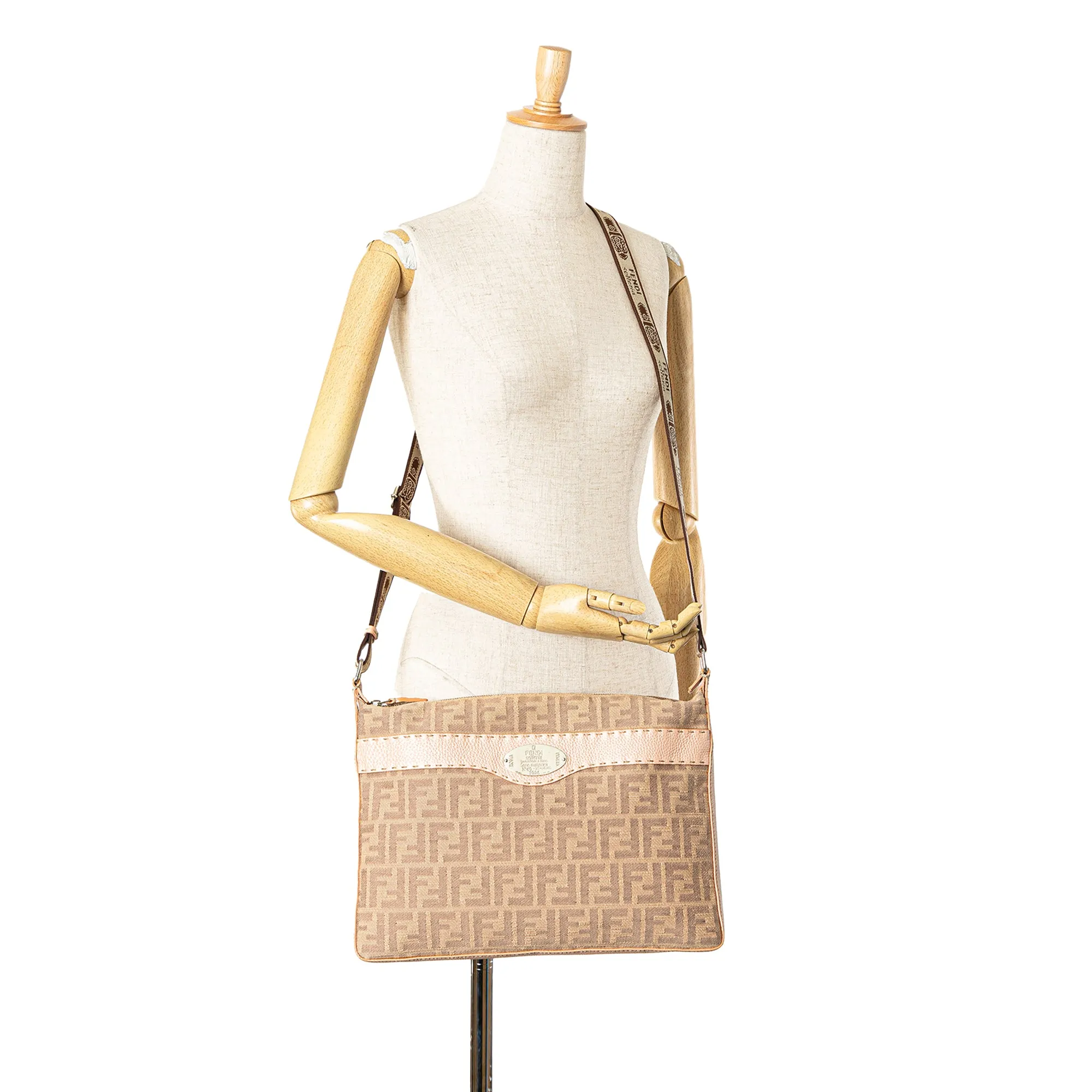 Tan Fendi Selleria Zucca Canvas Crossbody