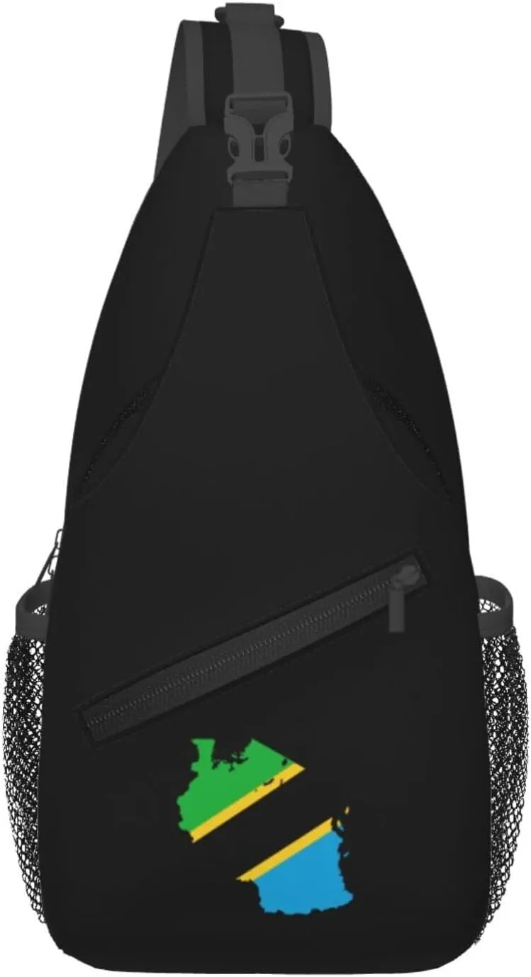 Tanzania Terrain Map Crossbody Bags For Women Men Chest Backpack Gym Shoulder Bag Travel Outdoor Sports Casual Crossbody Bags