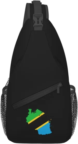 Tanzania Terrain Map Crossbody Bags For Women Men Chest Backpack Gym Shoulder Bag Travel Outdoor Sports Casual Crossbody Bags