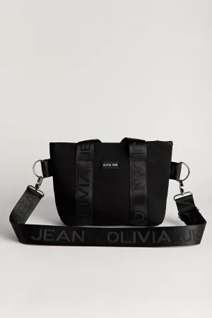 Tash (Black) Neoprene Crossbody Bag- With Zip Closure