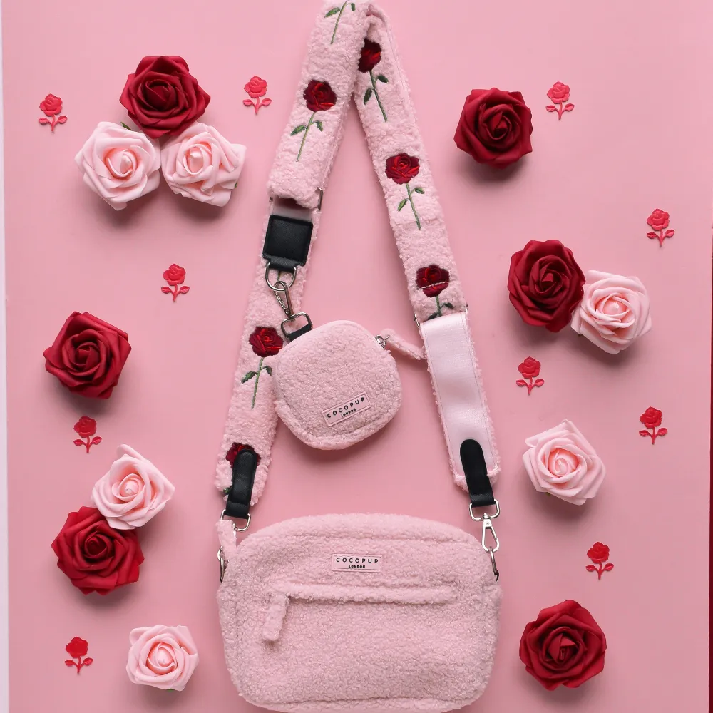 Teddy Love-a-Lot Dog Walking Bag Bundle - Embroidered Roses Teddy