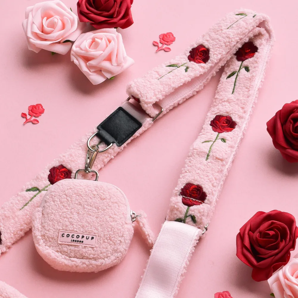 Teddy Love-a-Lot Dog Walking Bag Bundle - Embroidered Roses Teddy