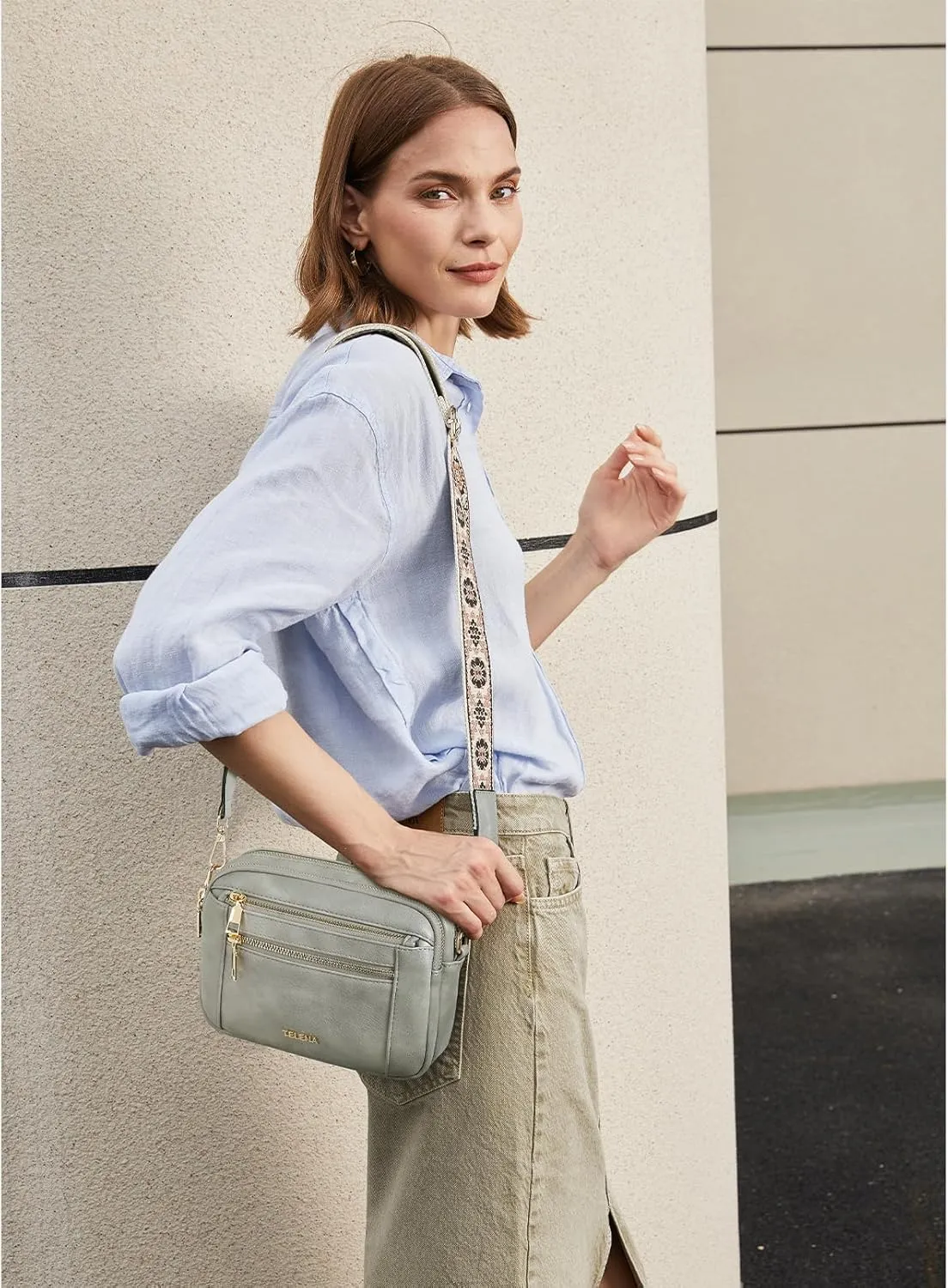 Telena Crossbody Purse for Women Small Crossbody Bags Trendy Vegan Leather with Adjustable Shoulder Strap