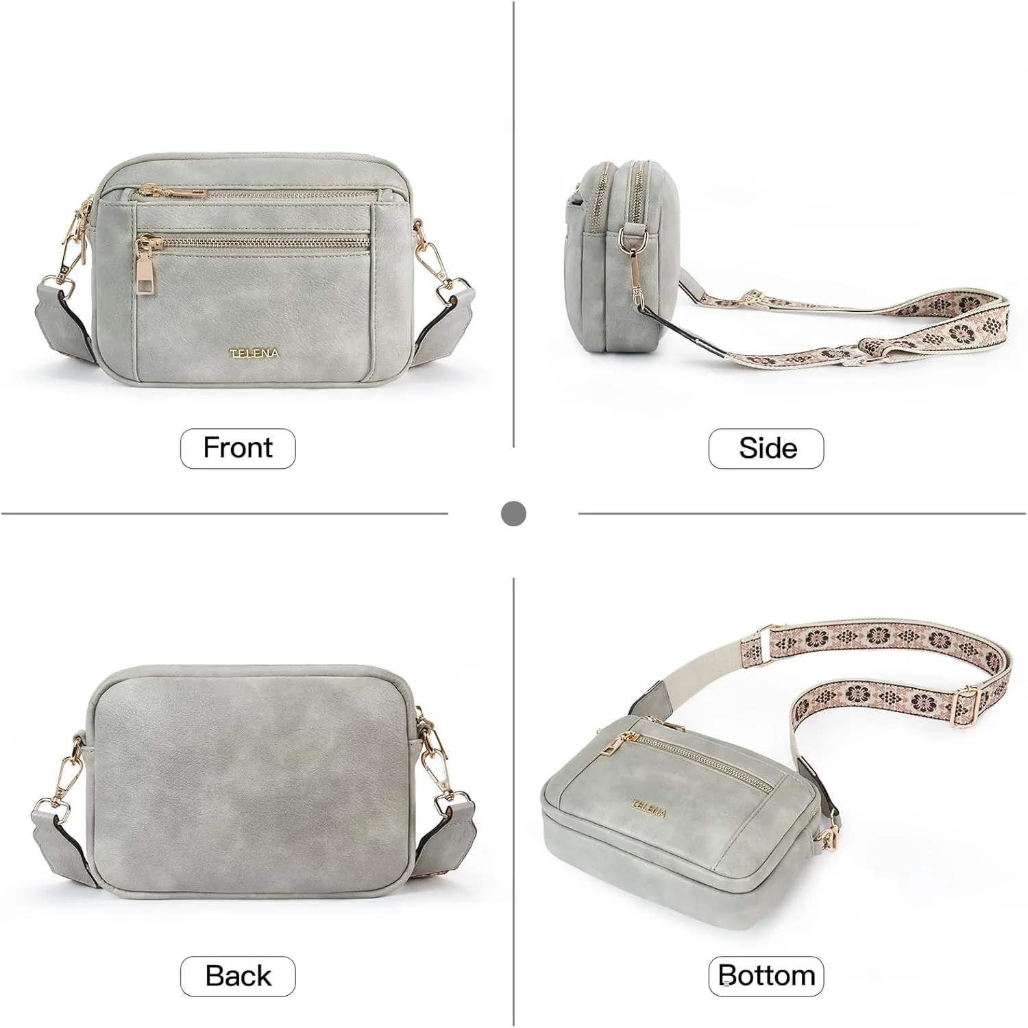 Telena Crossbody Purse for Women Small Crossbody Bags Trendy Vegan Leather with Adjustable Shoulder Strap