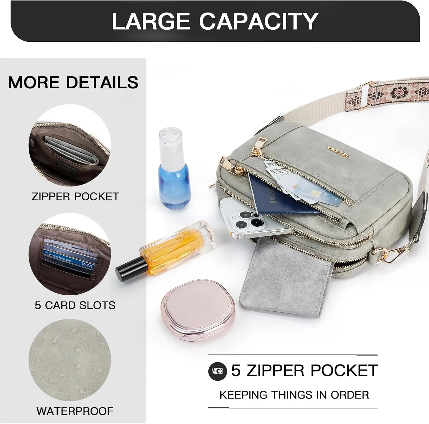 Telena Crossbody Purse for Women Small Crossbody Bags Trendy Vegan Leather with Adjustable Shoulder Strap