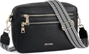 Telena Small Crossbody Bags for Women Leather Crossbody Camera Bag Shoulder Handbag with Adjustable Wide Strap