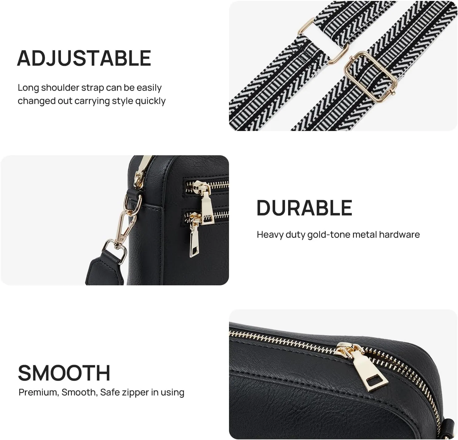 Telena Small Crossbody Bags for Women Leather Crossbody Camera Bag Shoulder Handbag with Adjustable Wide Strap