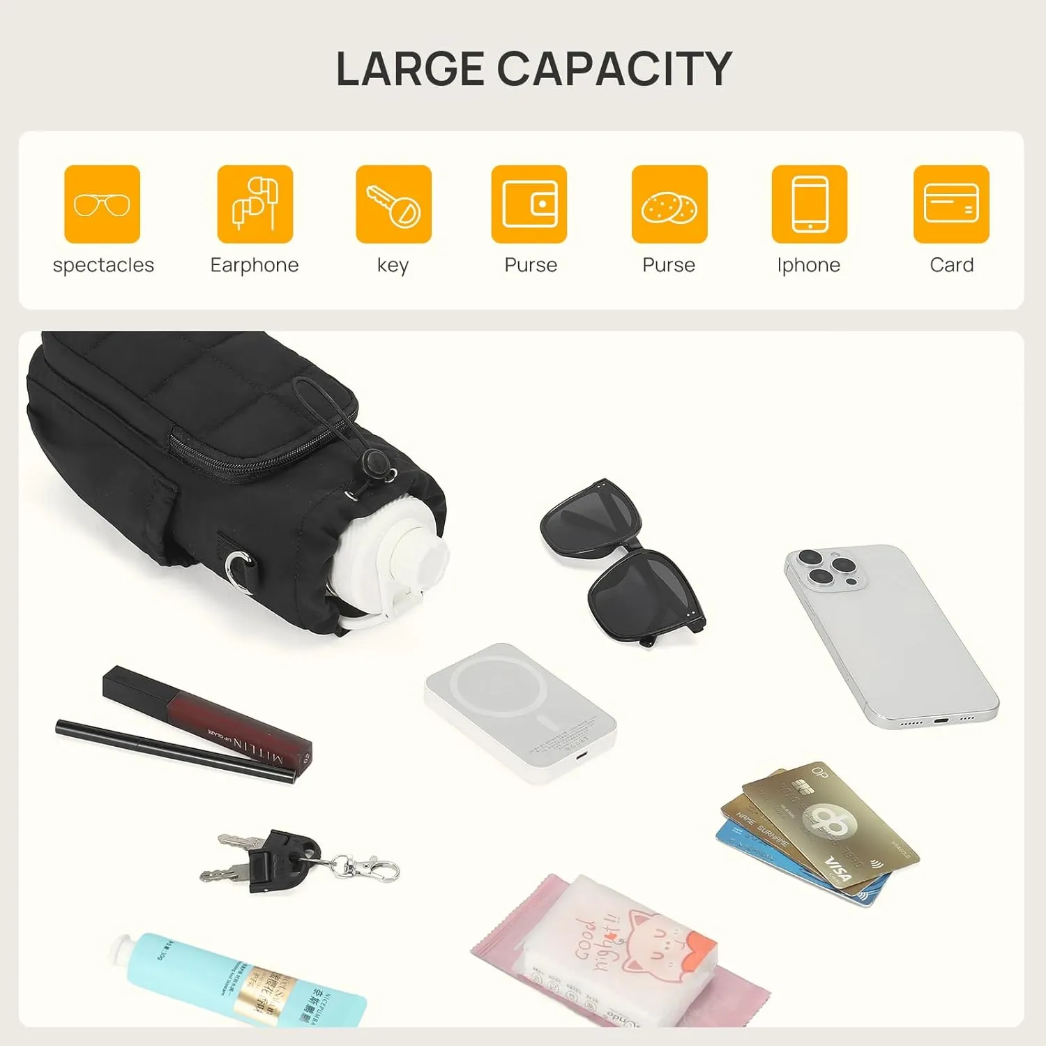 Telena Water Bottle Holder with Strap 40 oz Crossbody Water Bottle Bags for Women Men Walking, Running