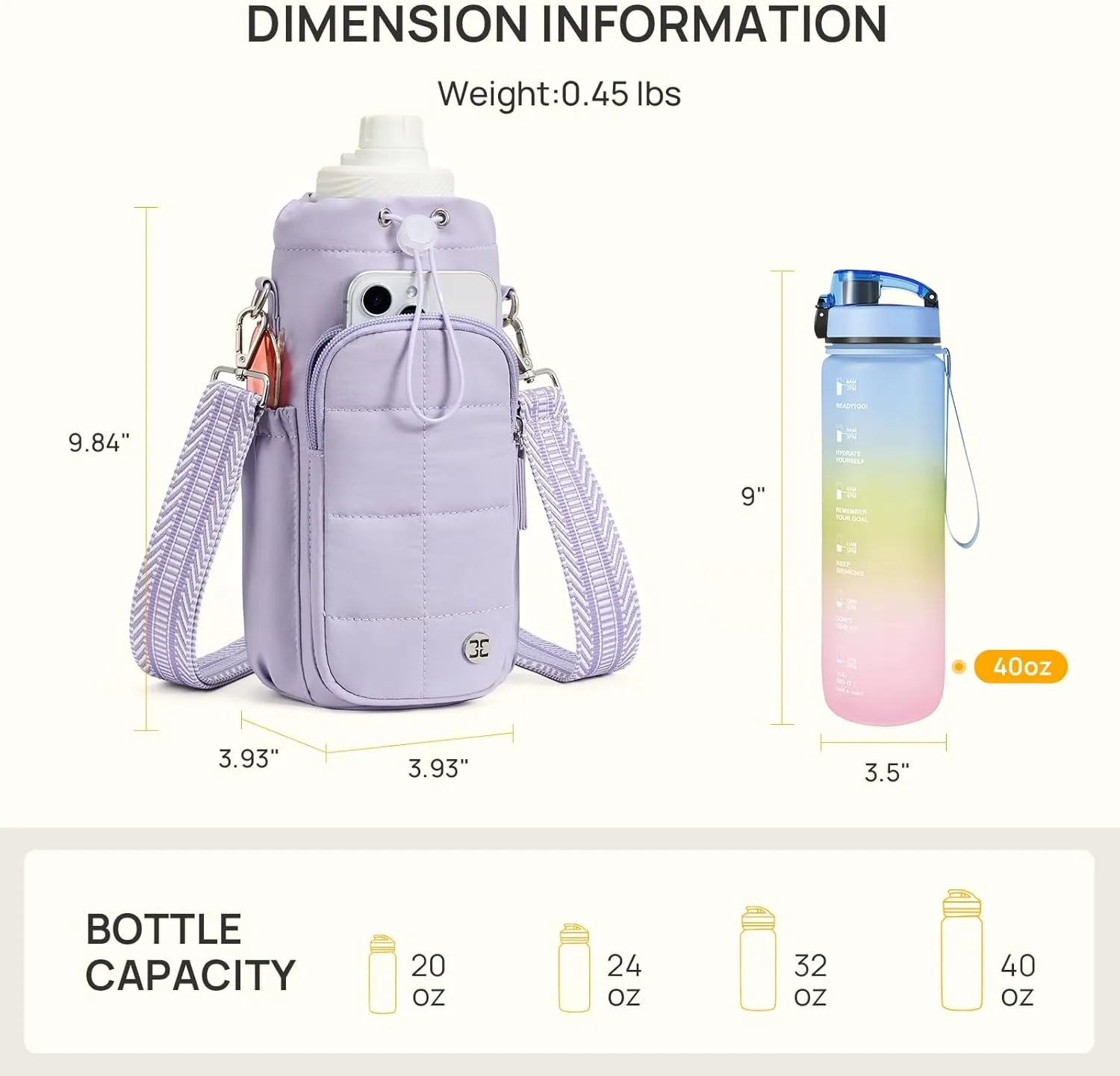 Telena Water Bottle Holder with Strap 40 oz Crossbody Water Bottle Bags for Women Men Walking, Running