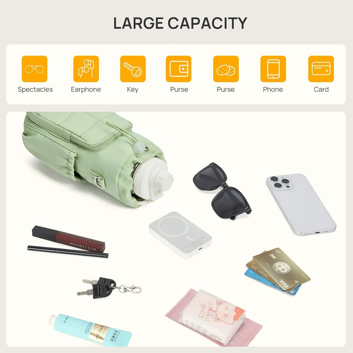 Telena Water Bottle Holder with Strap 40 oz Crossbody Water Bottle Bags for Women Men Walking, Running