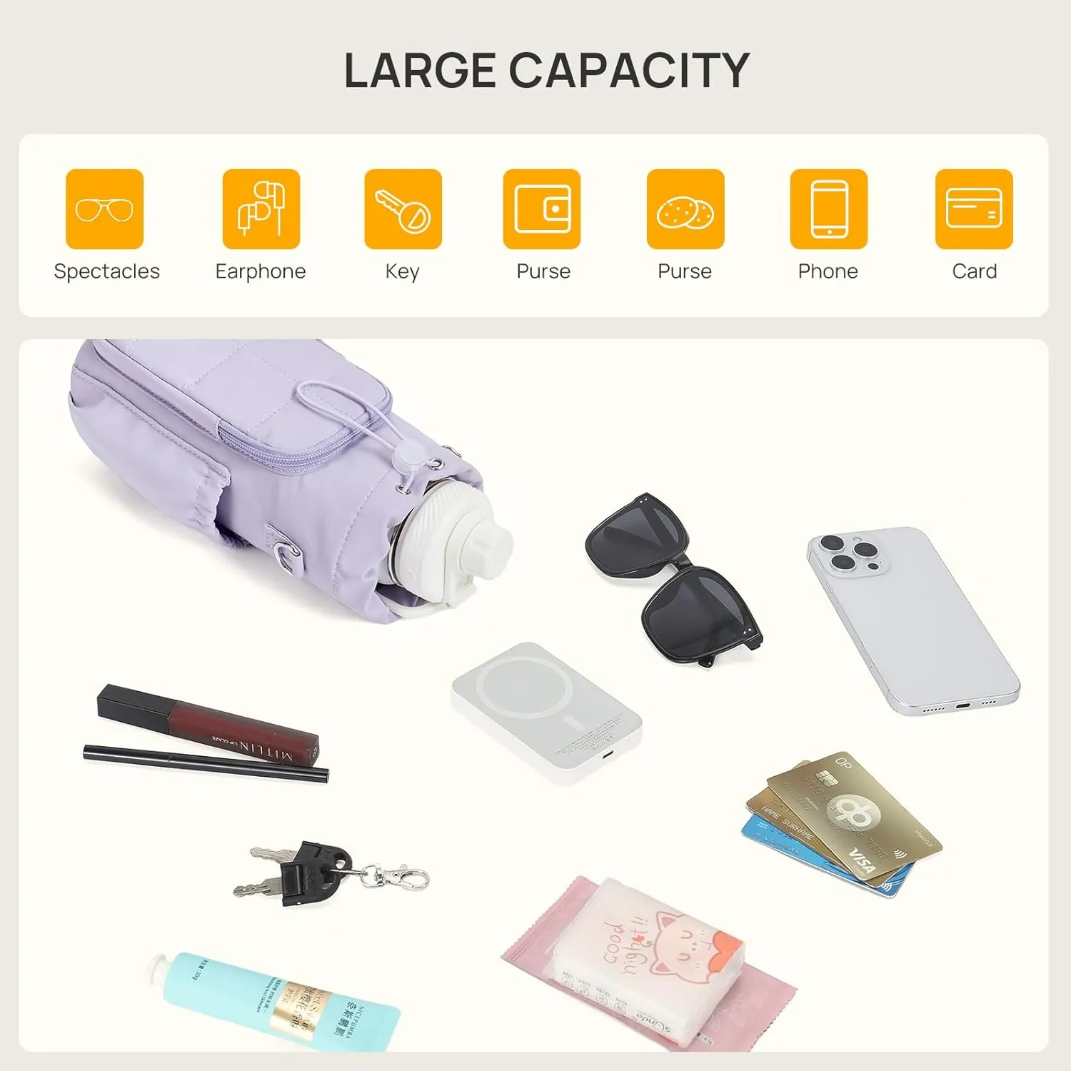 Telena Water Bottle Holder with Strap 40 oz Crossbody Water Bottle Bags for Women Men Walking, Running