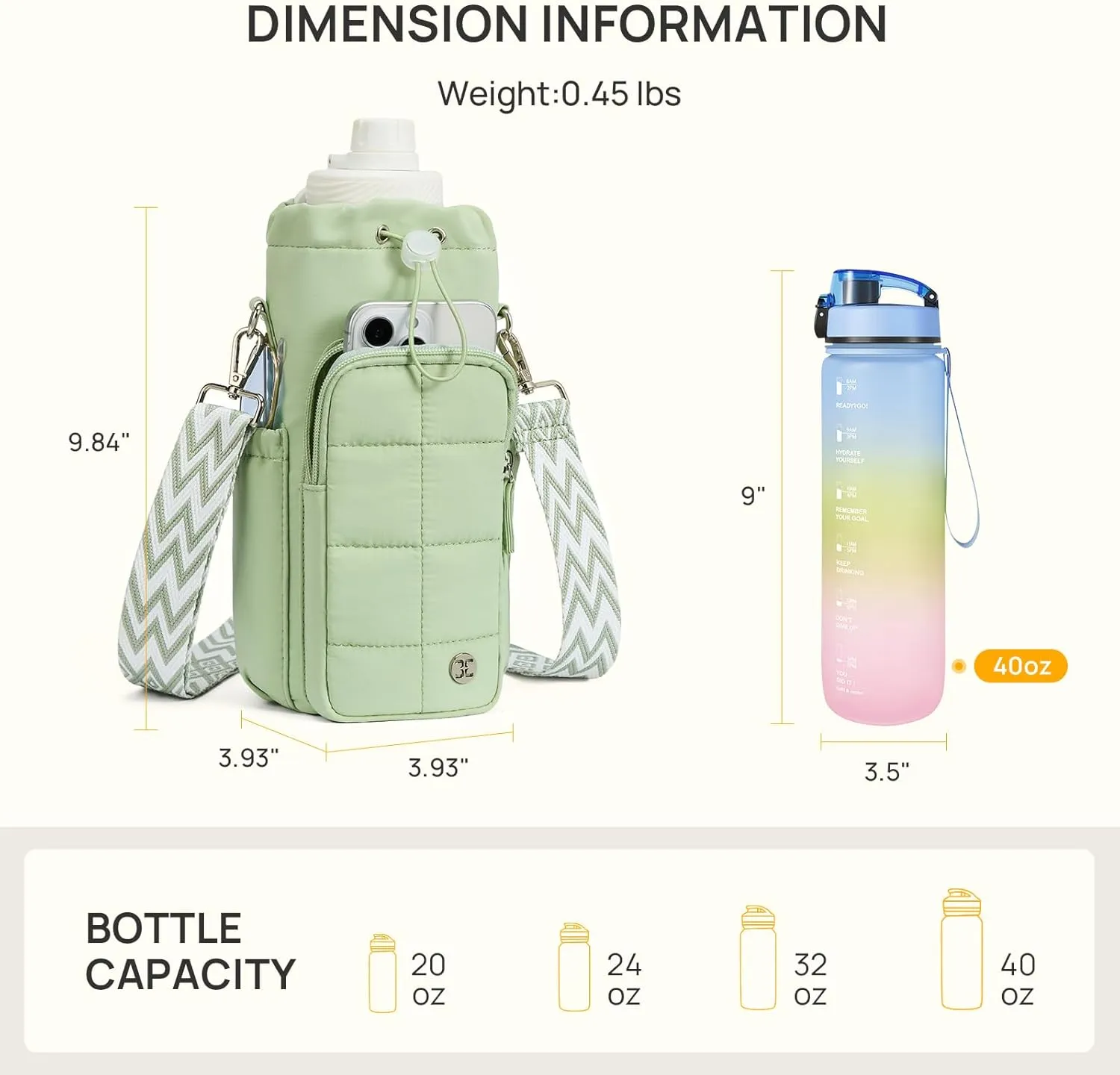 Telena Water Bottle Holder with Strap 40 oz Crossbody Water Bottle Bags for Women Men Walking, Running