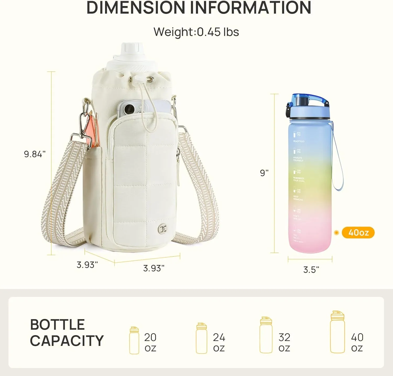 Telena Water Bottle Holder with Strap 40 oz Crossbody Water Bottle Bags for Women Men Walking, Running