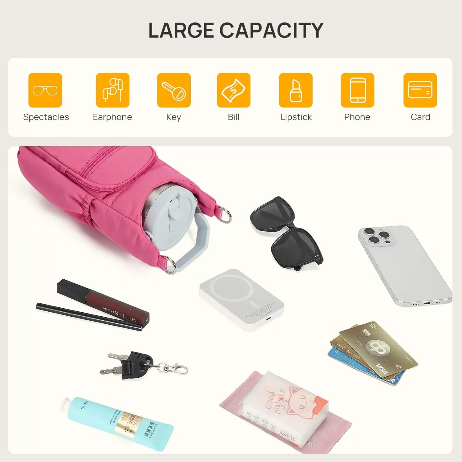 Telena Water Bottle Holder with Strap Crossbody Bags for Women for Walking, Hiking, Cycling