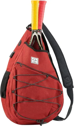 Tennis Bag for Men Women, Racquetball Pickleball Paddle Squash Sling Bags Crossbody Sports Backpack Adult with USB Charge Port