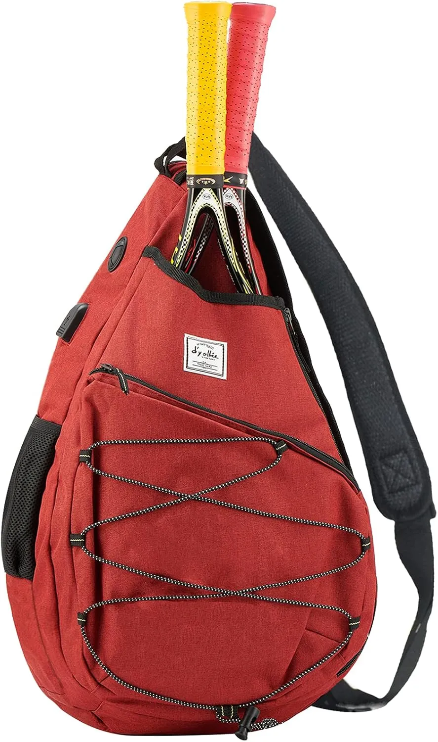 Tennis Bag for Men Women, Racquetball Pickleball Paddle Squash Sling Bags Crossbody Sports Backpack Adult with USB Charge Port
