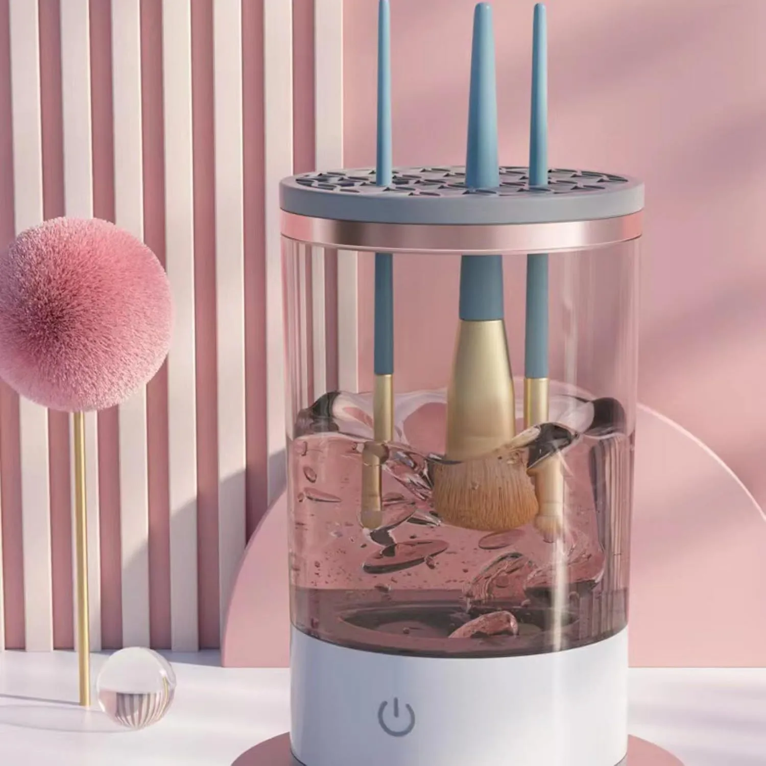 The Cozy Luna Brush Cleaner, Cosmetic Brush Cleaner (White,Charging)