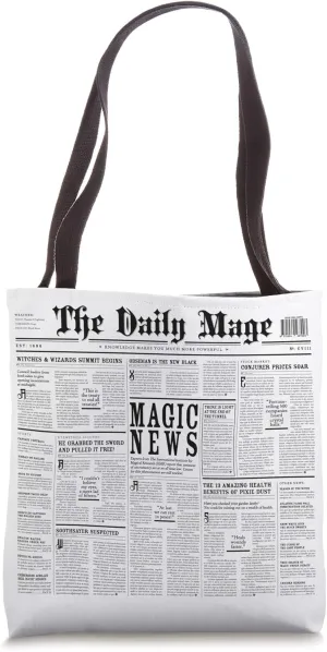 The Daily Mage Bookish Magic Fantasy Newspaper White Tote Bag