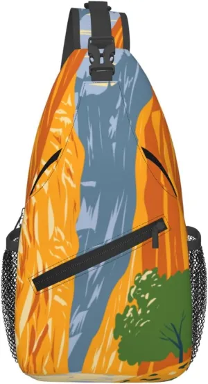 The River Under The Cliff Crossbody Bags For Women Men Chest Backpack Gym Shoulder Bag Travel Outdoor Sports Casual Crossbody Bags
