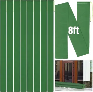 Threan 8 Pcs Long Canvas Sandbags Flood Protection Thickened Reusable Sand Bags Rain Wind Flood Barrier with Elastic Band Water Barrier Tube for Door Rain Water Control, Green (8ft)