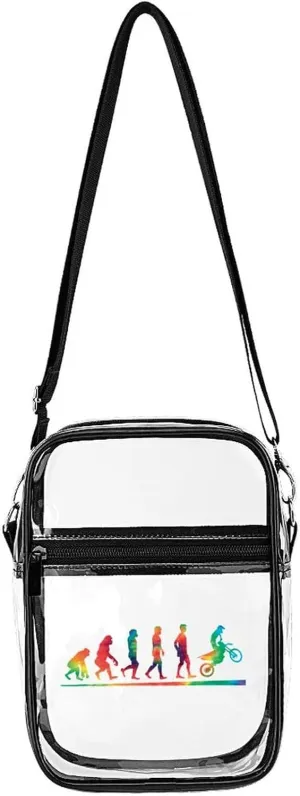 Tie Dye-Motocross Evolution Dirt Bike Clear Stadium Crossbody Bag Small Shoulder Purse Adjustable Strap Handbag for Women Men
