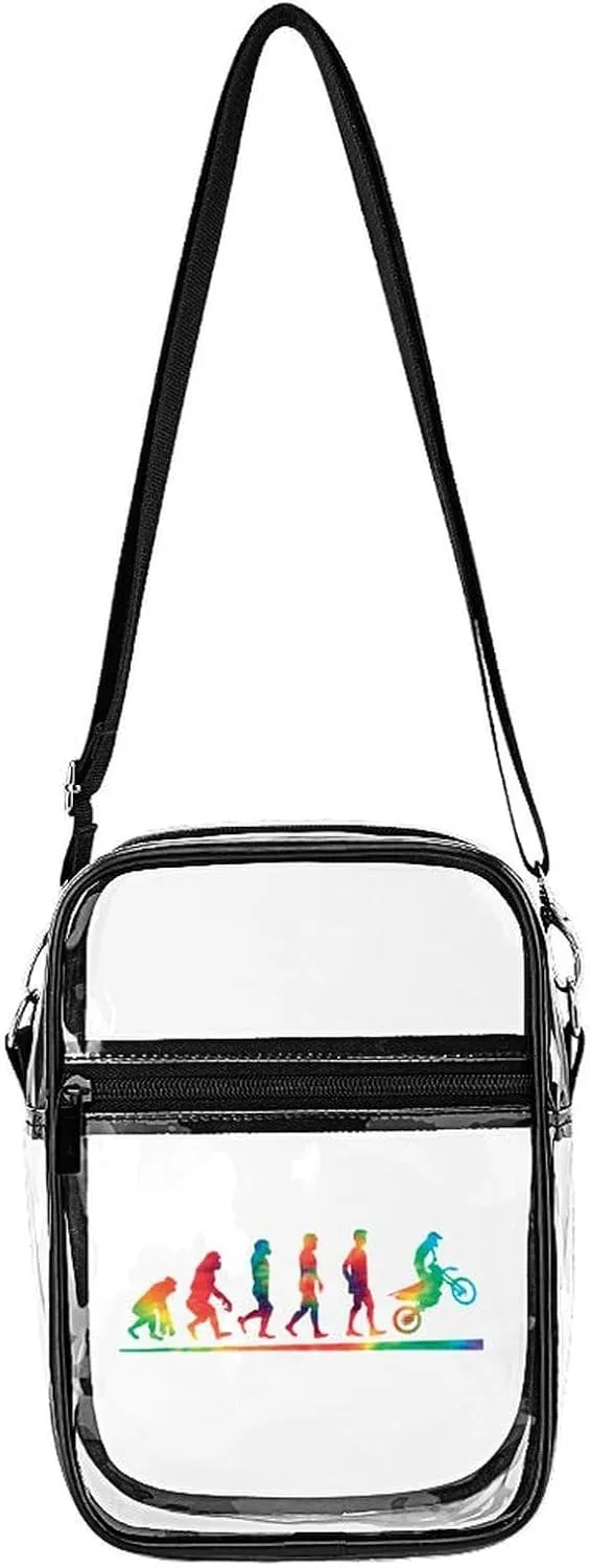 Tie Dye-Motocross Evolution Dirt Bike Clear Stadium Crossbody Bag Small Shoulder Purse Adjustable Strap Handbag for Women Men