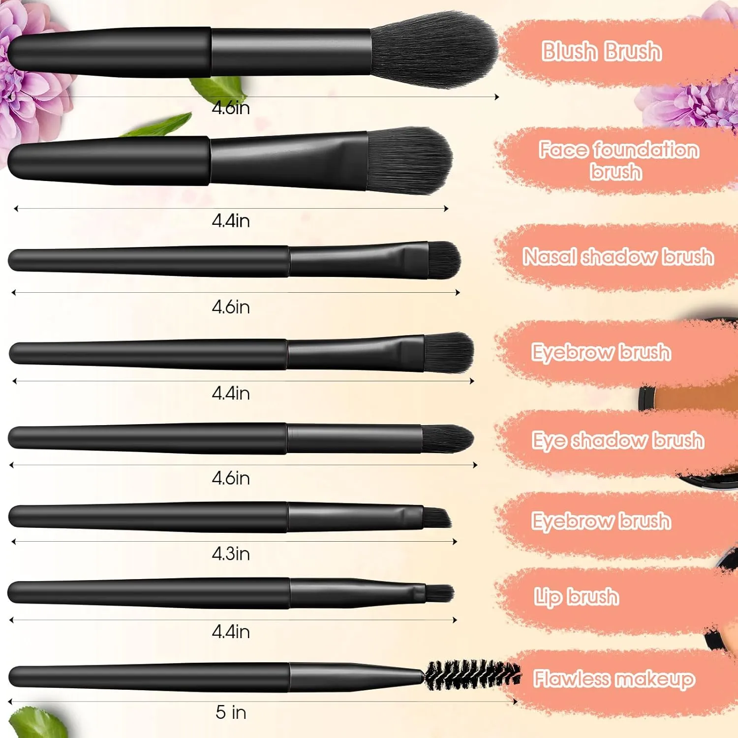 Tioncy 12 Sets Travel Makeup Brush Set Brushes Bag Bridesmaid Gift Synthetic Fibre Face Make up Brushes Angled Blush Brush for Wedding Bridal Shower Favors Bachelorette Party Gift (Black)