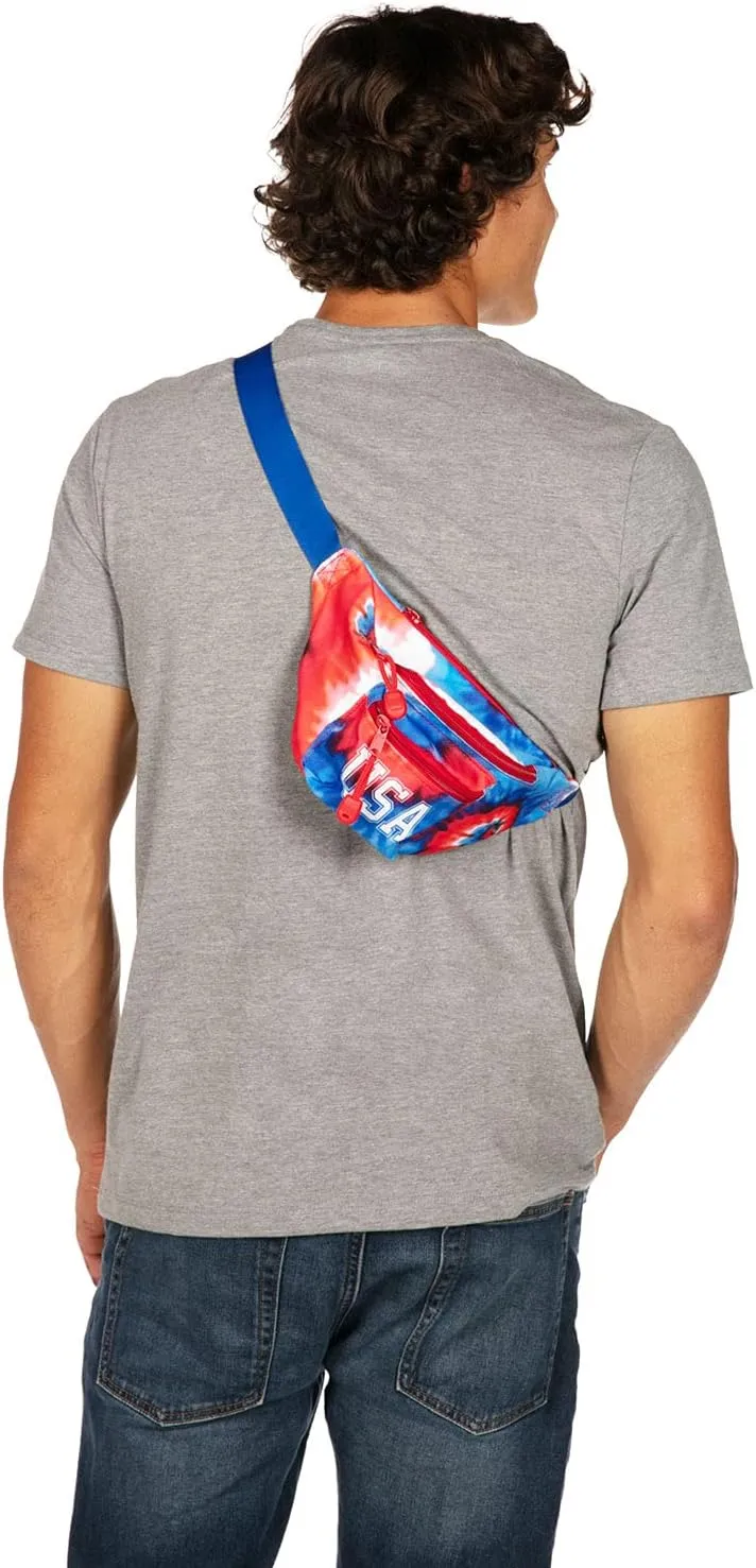 Tipsy Elves American Flag Fanny Packs with Drink Holder - USA Fanny Pack for 4th of July BBQ, Pool Party and Events