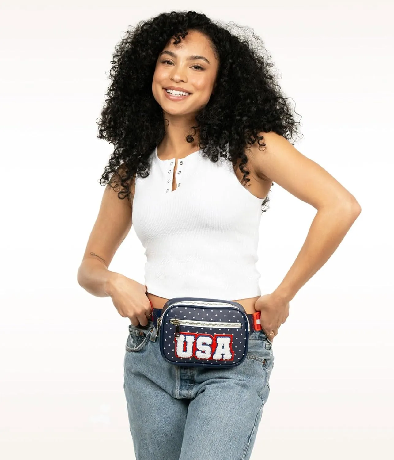 Tipsy Elves American Flag Fanny Packs with Drink Holder - USA Fanny Pack for 4th of July BBQ, Pool Party and Events