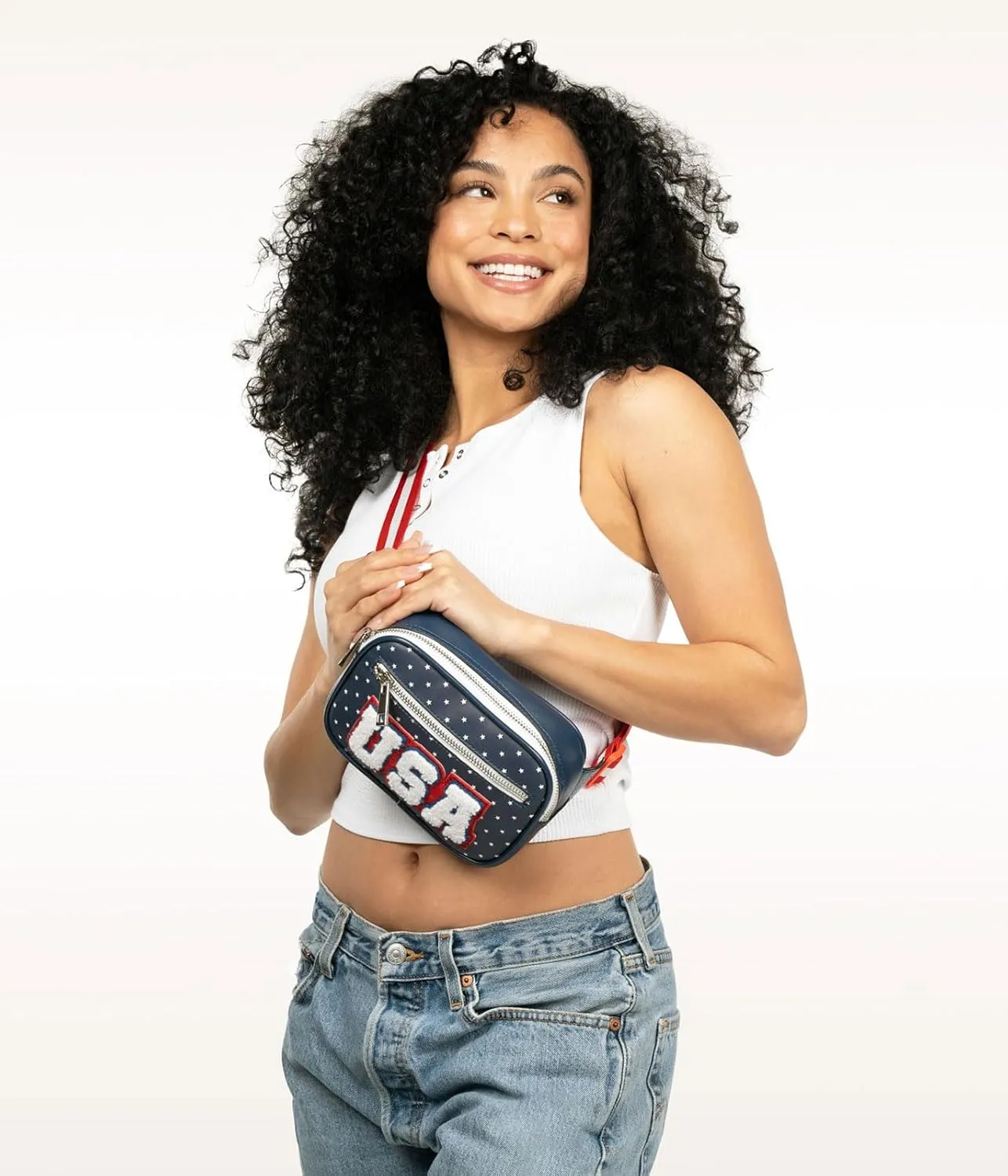 Tipsy Elves American Flag Fanny Packs with Drink Holder - USA Fanny Pack for 4th of July BBQ, Pool Party and Events