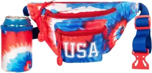 Tipsy Elves American Flag Fanny Packs with Drink Holder - USA Fanny Pack for 4th of July BBQ, Pool Party and Events