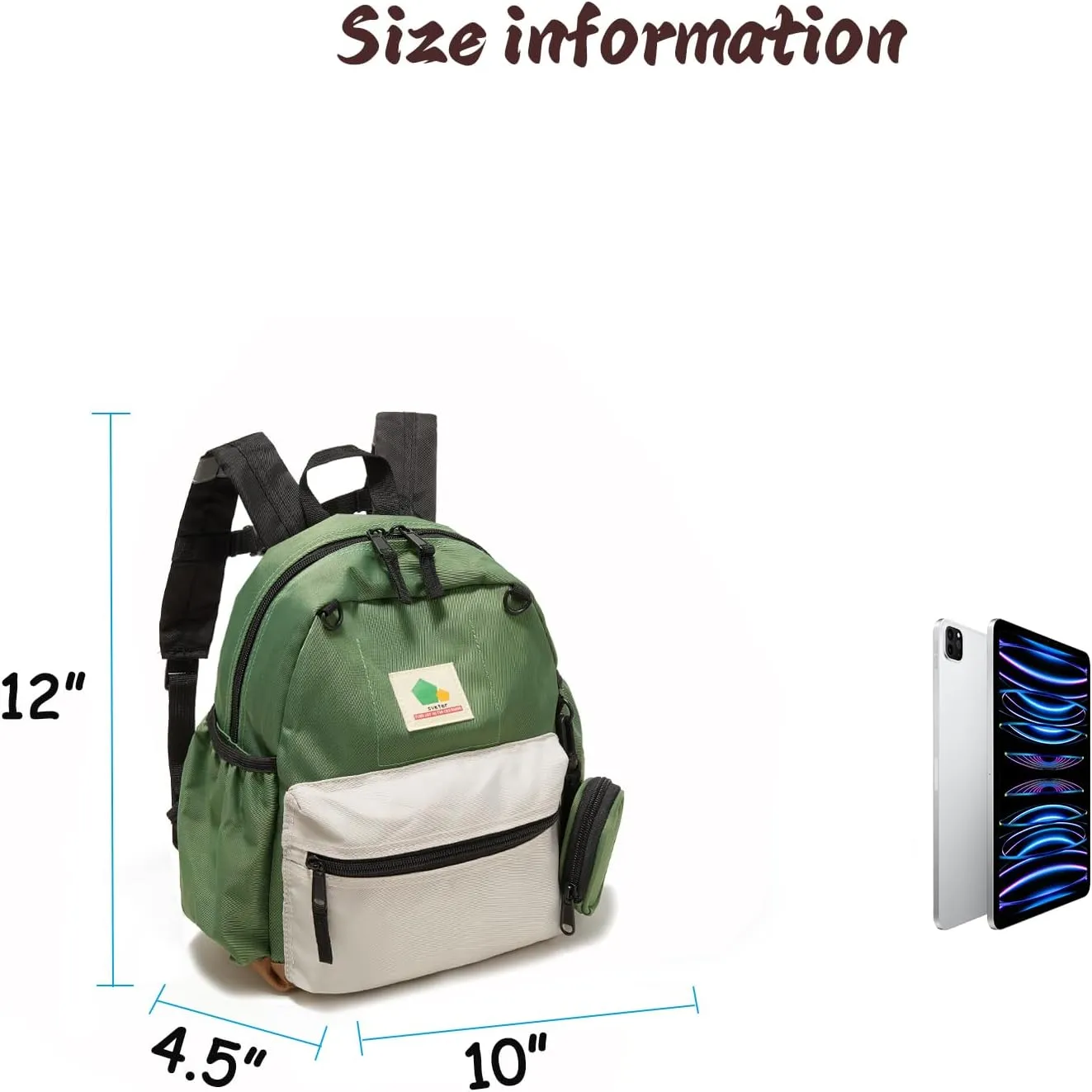 Toddler Backpack for Boys Girls 2-4, Small Preschool Backpack, Mini Kindergarten Back Pack for Kids Gift,12 inch (Light Green Grey)