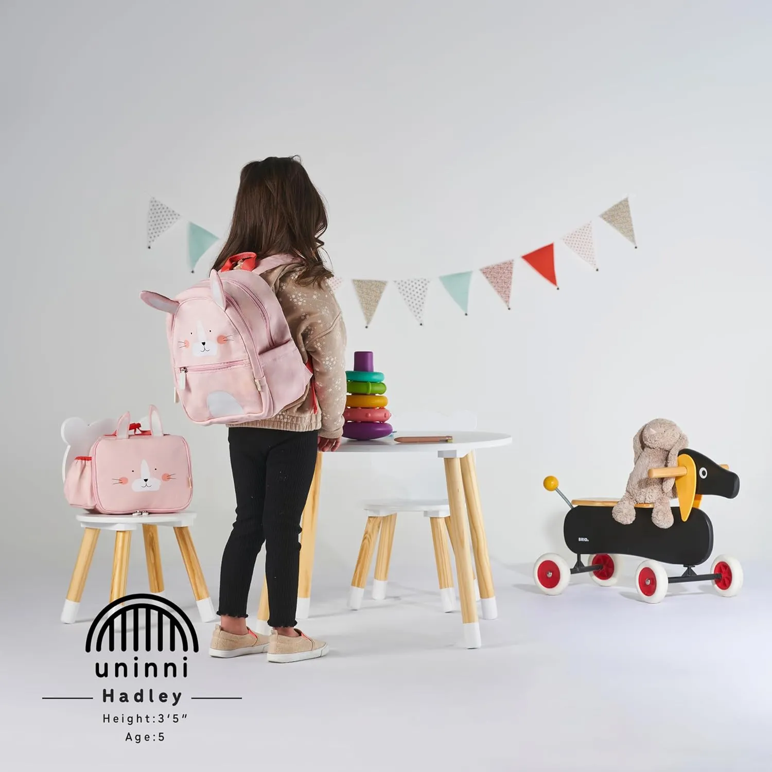 Toddler Mini Backpack for Girls and Boys, Child Backpack for School and Travel, Kindergarten, Elementary, Kids Ages 2–5, Padded Back, Adjustable Straps - Rabbit