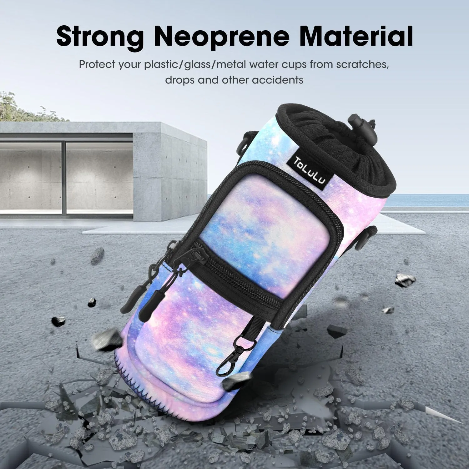 ToLuLu 25/32/40oz Water Bottle Carrier Bag Pocket,Insulated Neoprene Adjustable Shoulder Strap Water Bottle Pouch Case, Crossbody Water Bottle Holder Sling Sleeve for Men Women Adults