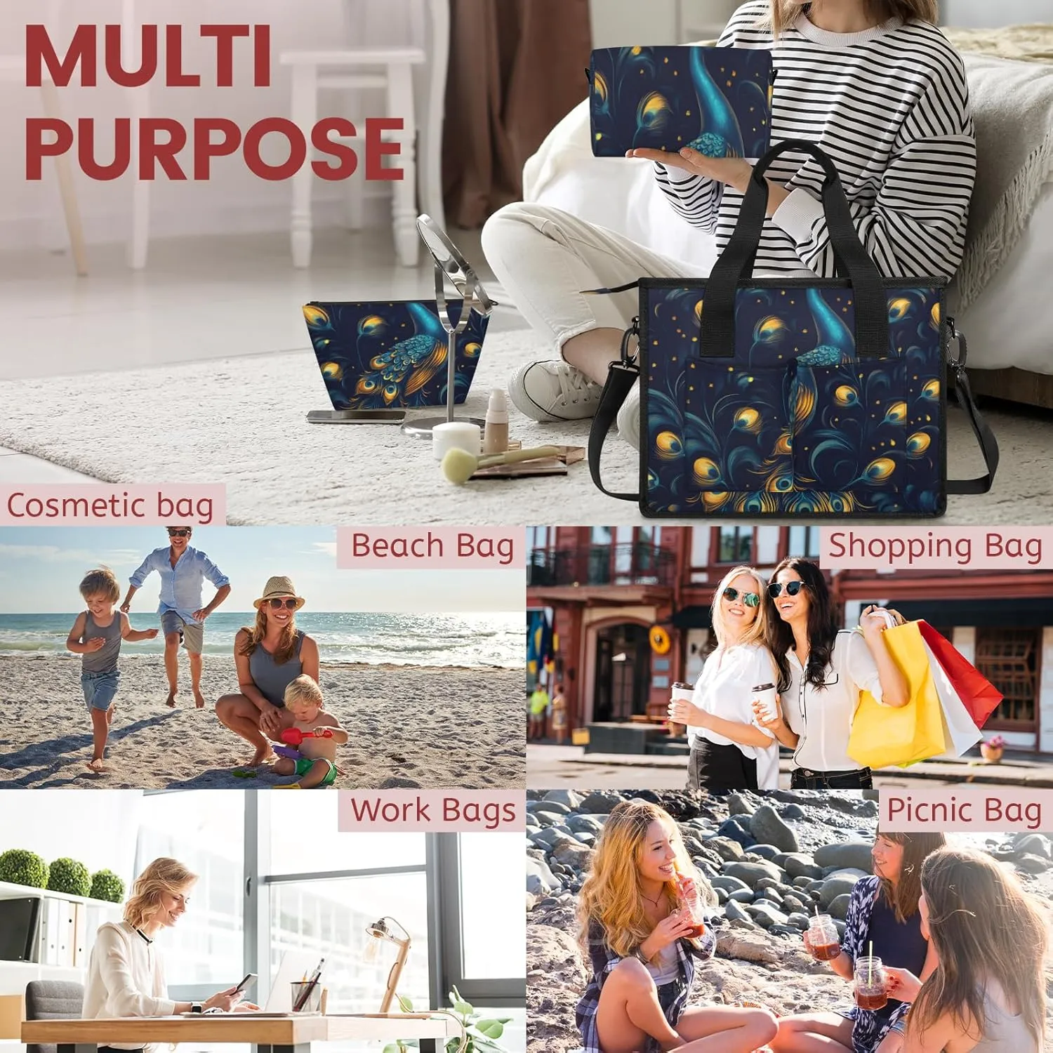 Tote Satchel Bag Set 3PCS for Women,Travel Shoulder Bag Handbag and Wallet Daily Use01