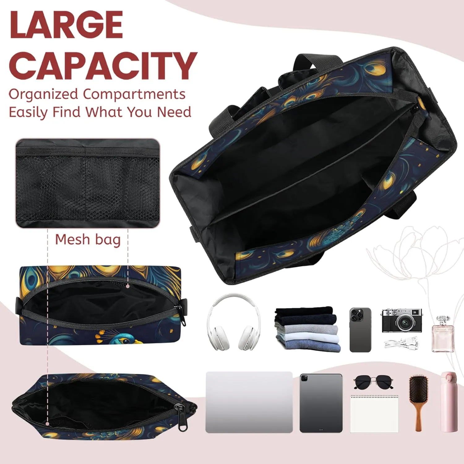 Tote Satchel Bag Set 3PCS for Women,Travel Shoulder Bag Handbag and Wallet Daily Use01