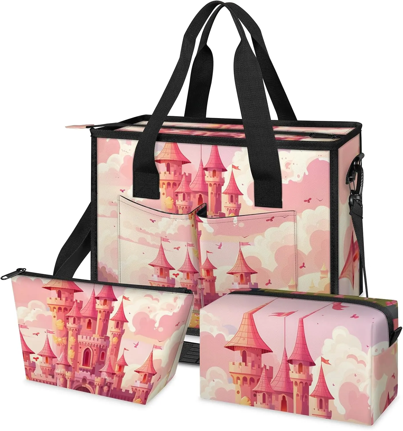 Tote Satchel Bag Set 3PCS for Women,Travel Shoulder Bag Handbag and Wallet Daily Use05