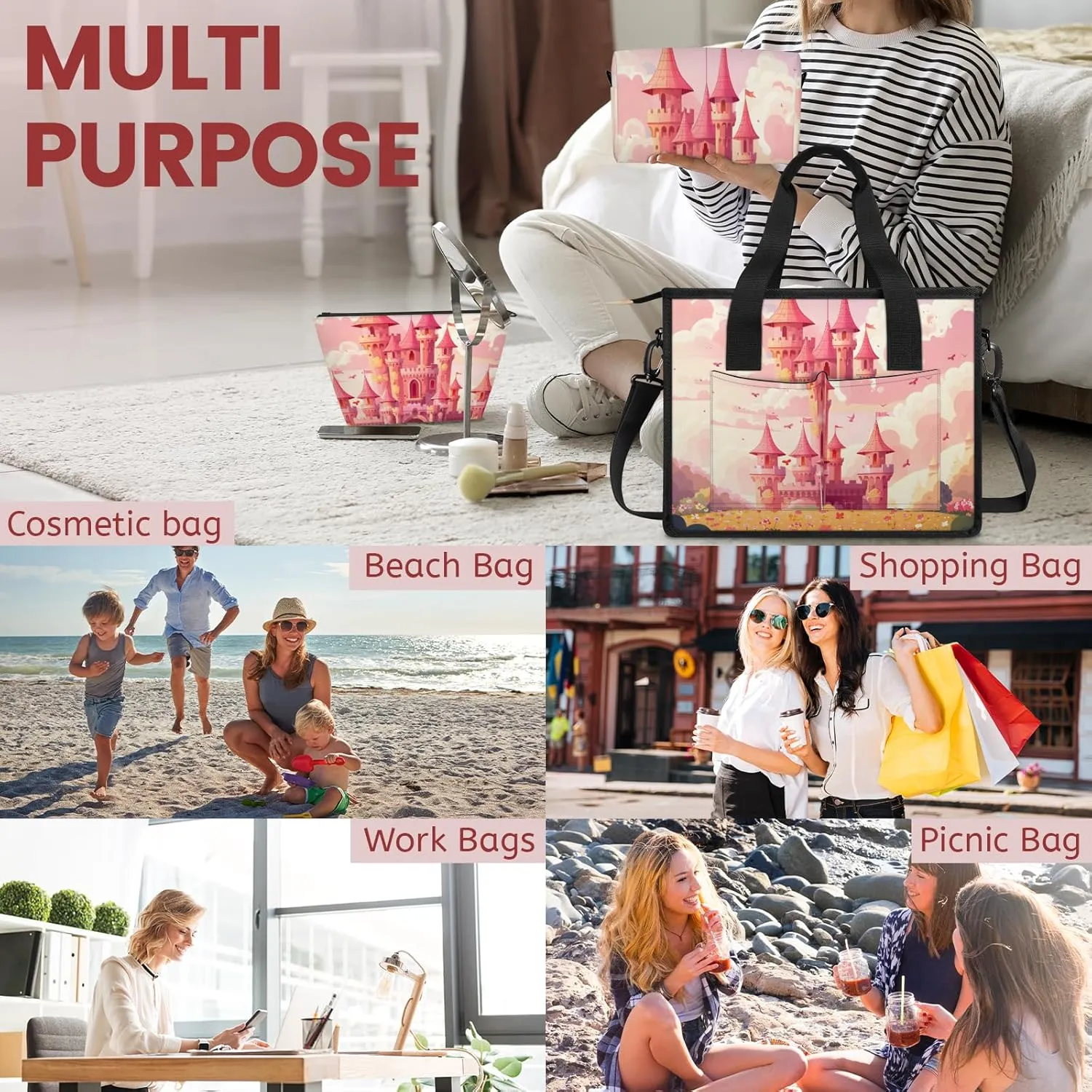Tote Satchel Bag Set 3PCS for Women,Travel Shoulder Bag Handbag and Wallet Daily Use05