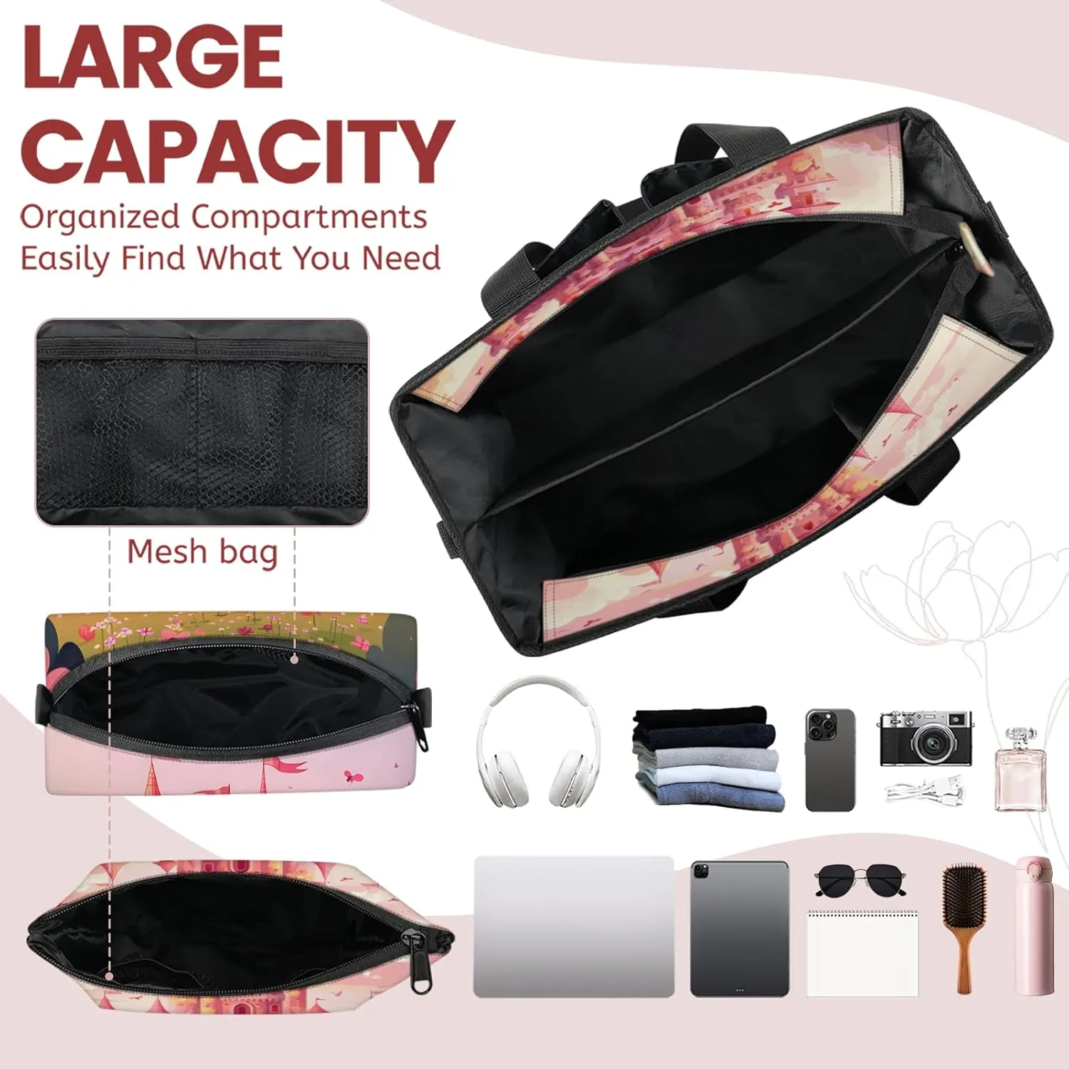 Tote Satchel Bag Set 3PCS for Women,Travel Shoulder Bag Handbag and Wallet Daily Use05
