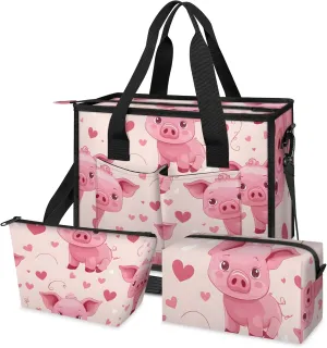 Tote Satchel Bag Set 3PCS for Women,Travel Shoulder Bag Handbag and Wallet Daily Use06