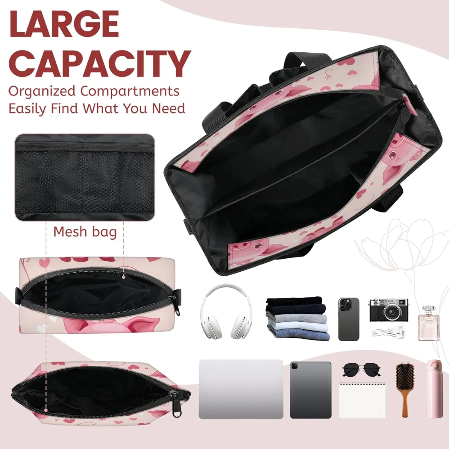 Tote Satchel Bag Set 3PCS for Women,Travel Shoulder Bag Handbag and Wallet Daily Use06