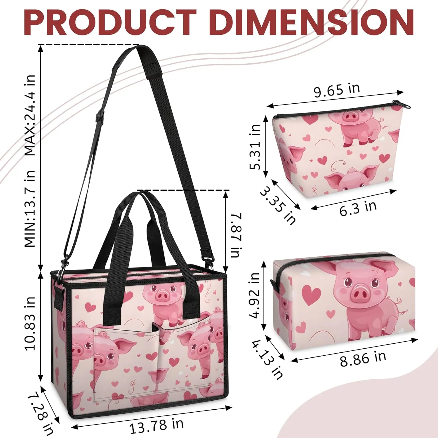 Tote Satchel Bag Set 3PCS for Women,Travel Shoulder Bag Handbag and Wallet Daily Use06